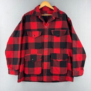 Vintage Pendleton Jacket Mens Large Red Plaid Mackinaw Cruiser 70s